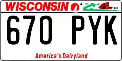 WI license plate 670PYK