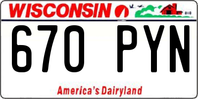 WI license plate 670PYN