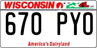 WI license plate 670PYO