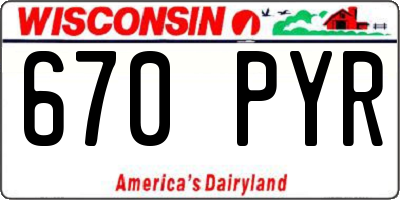 WI license plate 670PYR