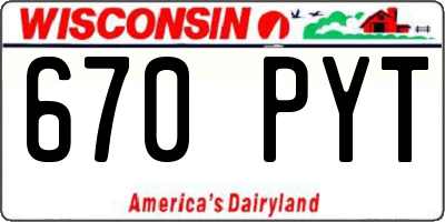 WI license plate 670PYT