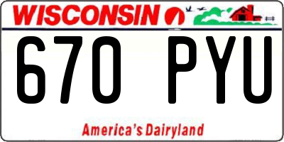 WI license plate 670PYU