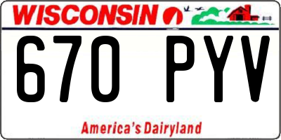 WI license plate 670PYV