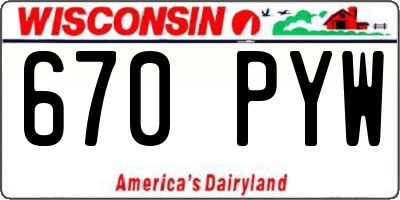 WI license plate 670PYW