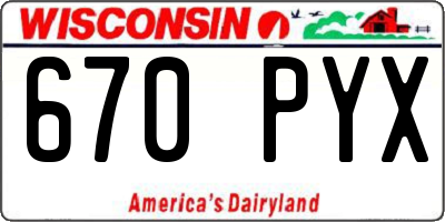 WI license plate 670PYX