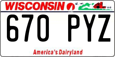 WI license plate 670PYZ