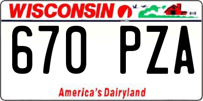 WI license plate 670PZA