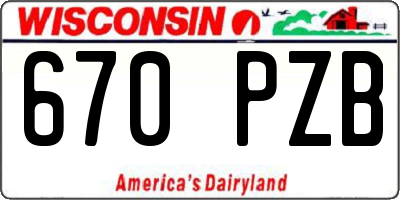 WI license plate 670PZB