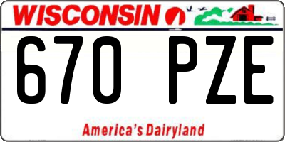 WI license plate 670PZE
