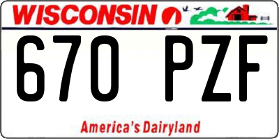 WI license plate 670PZF