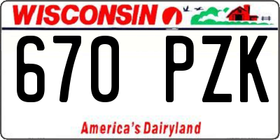 WI license plate 670PZK