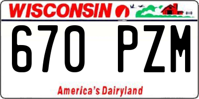 WI license plate 670PZM