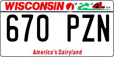 WI license plate 670PZN