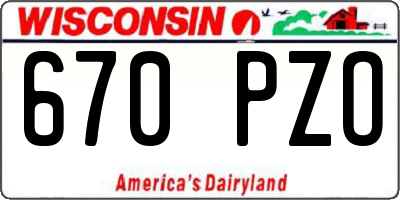 WI license plate 670PZO