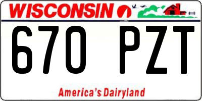 WI license plate 670PZT