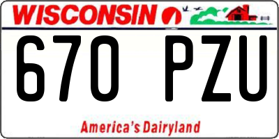 WI license plate 670PZU