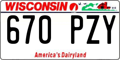 WI license plate 670PZY