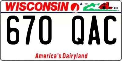 WI license plate 670QAC