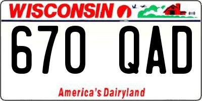 WI license plate 670QAD