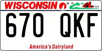 WI license plate 670QKF