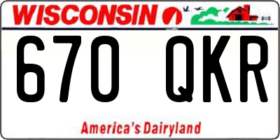 WI license plate 670QKR