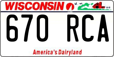 WI license plate 670RCA