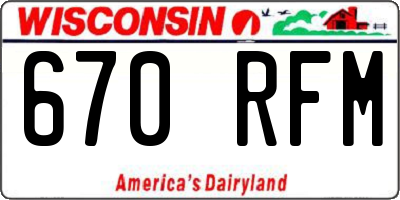 WI license plate 670RFM
