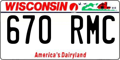 WI license plate 670RMC