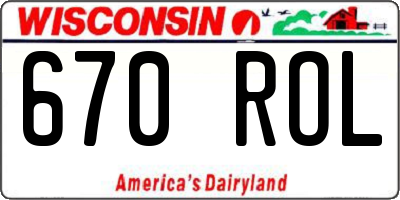 WI license plate 670ROL
