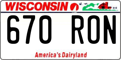 WI license plate 670RON