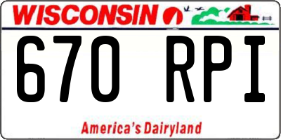 WI license plate 670RPI