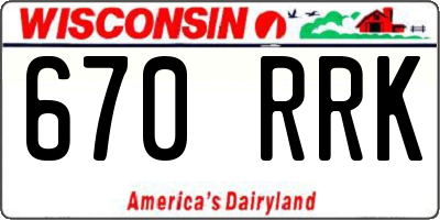 WI license plate 670RRK