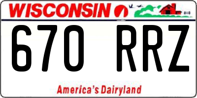 WI license plate 670RRZ