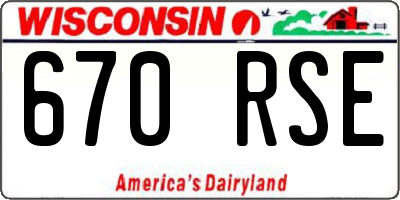 WI license plate 670RSE