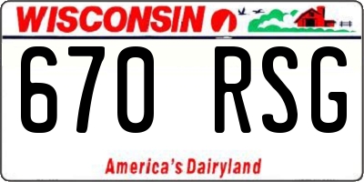 WI license plate 670RSG