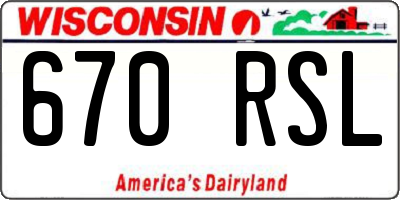 WI license plate 670RSL