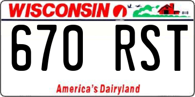 WI license plate 670RST