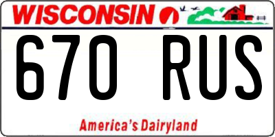 WI license plate 670RUS