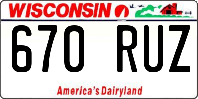 WI license plate 670RUZ