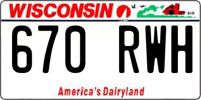 WI license plate 670RWH
