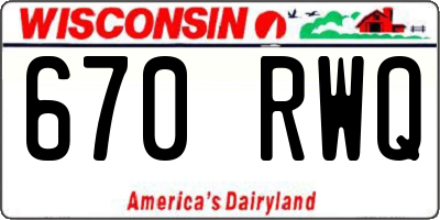 WI license plate 670RWQ