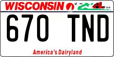 WI license plate 670TND