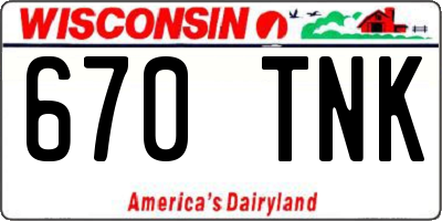 WI license plate 670TNK