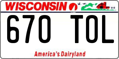 WI license plate 670TOL