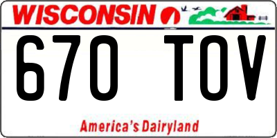 WI license plate 670TOV