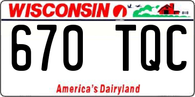WI license plate 670TQC