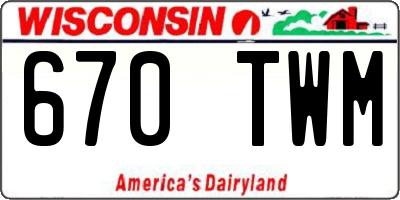 WI license plate 670TWM