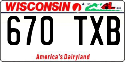 WI license plate 670TXB