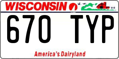 WI license plate 670TYP