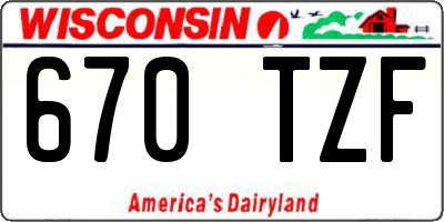 WI license plate 670TZF
